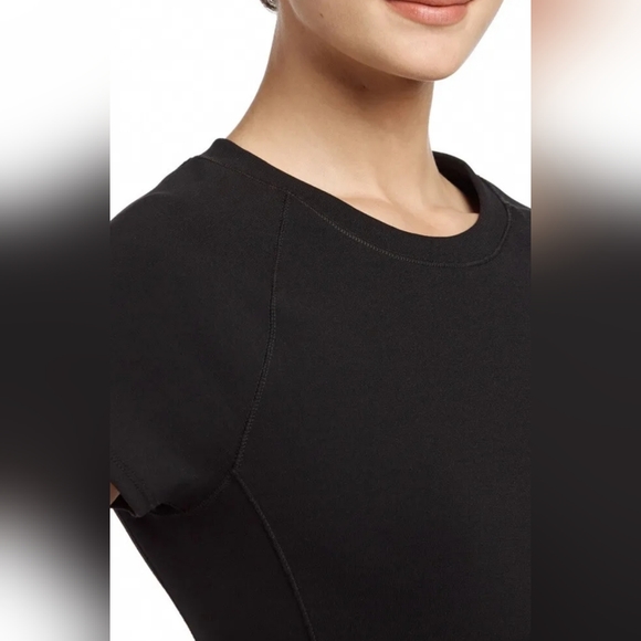 James Perse Standard Black Stretch Cotton Sheath Dress Size Large Short Sleeve - Picture 3 of 16